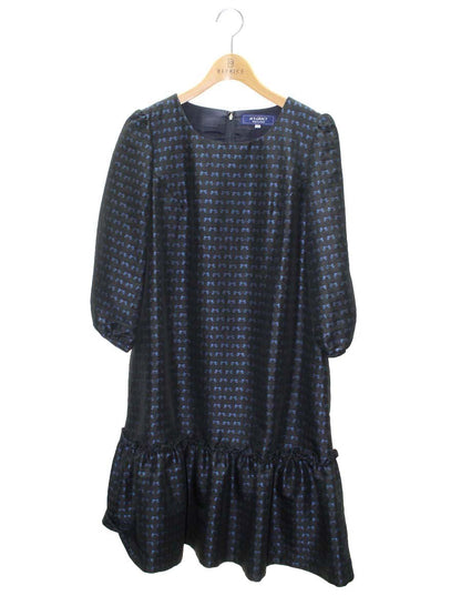 エムズグレイシー 011107 ワンピース 40 ブラック リボンモチーフ ジャガード IT4P2O27ODYA