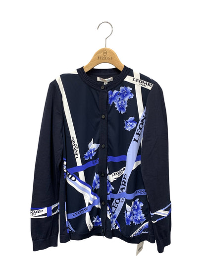 レオナールスポーツ 0538094 カーディガン 38 ネイビー フラワーモチーフ IT3UXRDZ1Z8M