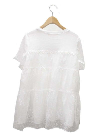 スーパービューティー チュニック 40 ホワイト 小花柄 オーガンジー 切替 ITPT1TT153HG