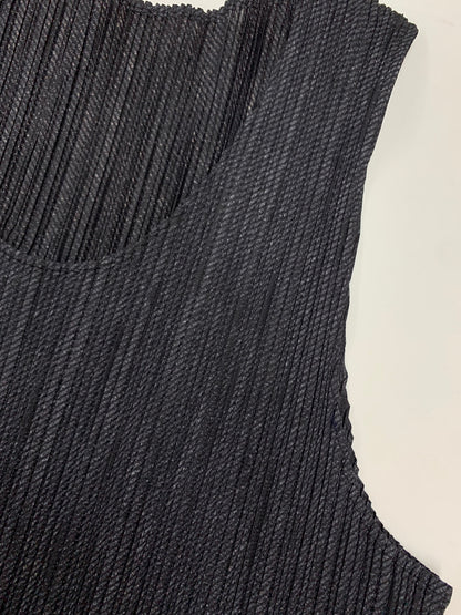 プリーツプリーズイッセイミヤケ PP54-JK400 カットソー 4 ブラック ノースリーブ メランジツイルプリント IT3XXWFE4N3W