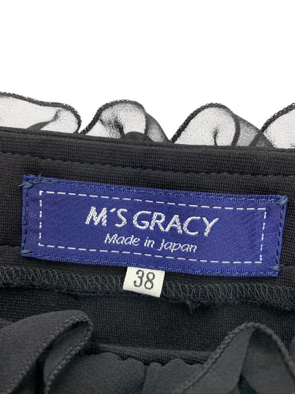 エムズグレイシー 015314 トップス 38 ブラック フリル ITCNNVS1S1QS 【SALE】