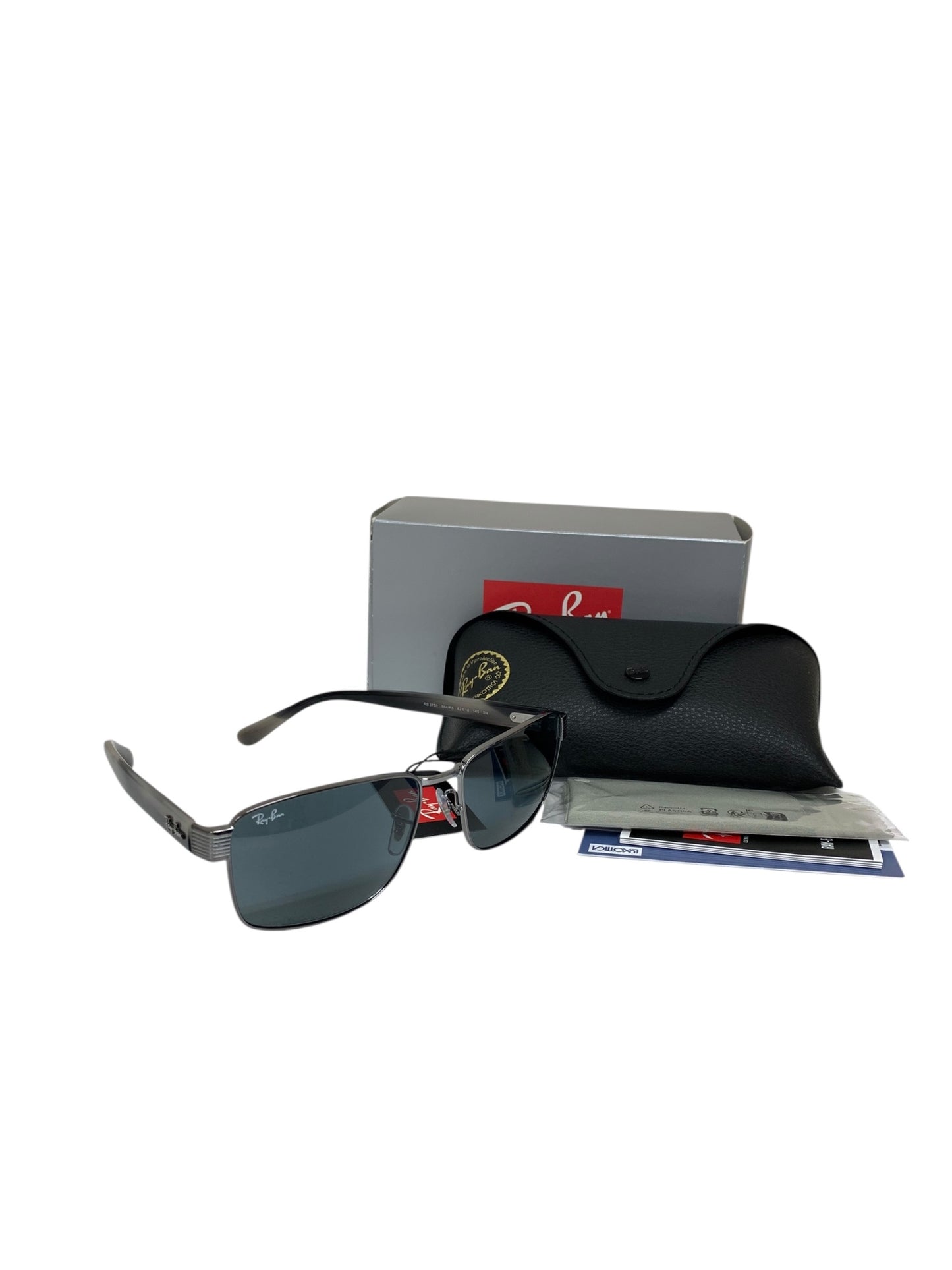 レイバン RB3750 サングラス ブラック 004/R5 メタルフレーム フルリム スクエア ITF4TT6L9G4T