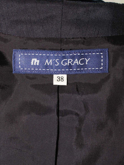 エムズグレイシー 624511 ジャケット 38 ネイビー ベロア ITANVY2OQYQE