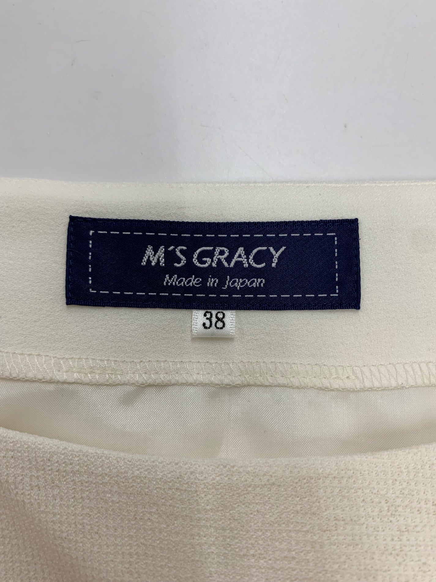 エムズグレイシー 411306 ワンピース 38 ホワイト シアー素材Aライン