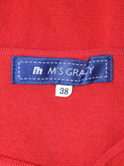 エムズグレイシー 528309 カーディガン 38 レッド リボン フリル ストーン ITRLJC5CS6TK