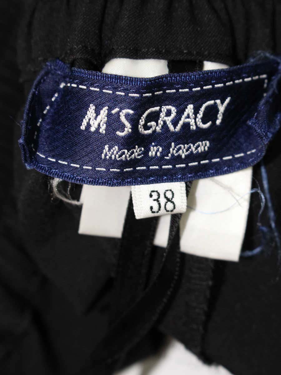 エムズグレイシー 116110 パンツ 38 ブラック ウエストギャザー リボン ITIAW2EGGOYY