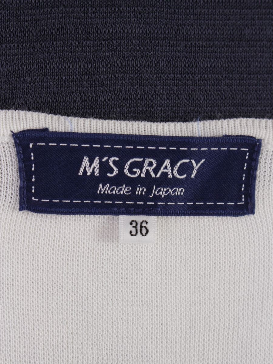 エムズグレイシー 018105 ワンピース 36 ネイビー バイカラー リボン IT4GGR62AVH8