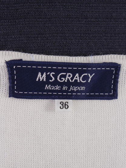 エムズグレイシー 018105 ワンピース 36 ネイビー バイカラー リボン IT4GGR62AVH8