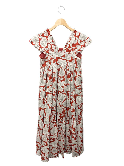 セブンテンバイミホカワヒト 3S508 ワンピース S レッド ローズ柄 フラワーモチーフ フレア IT35HCPS9RE2