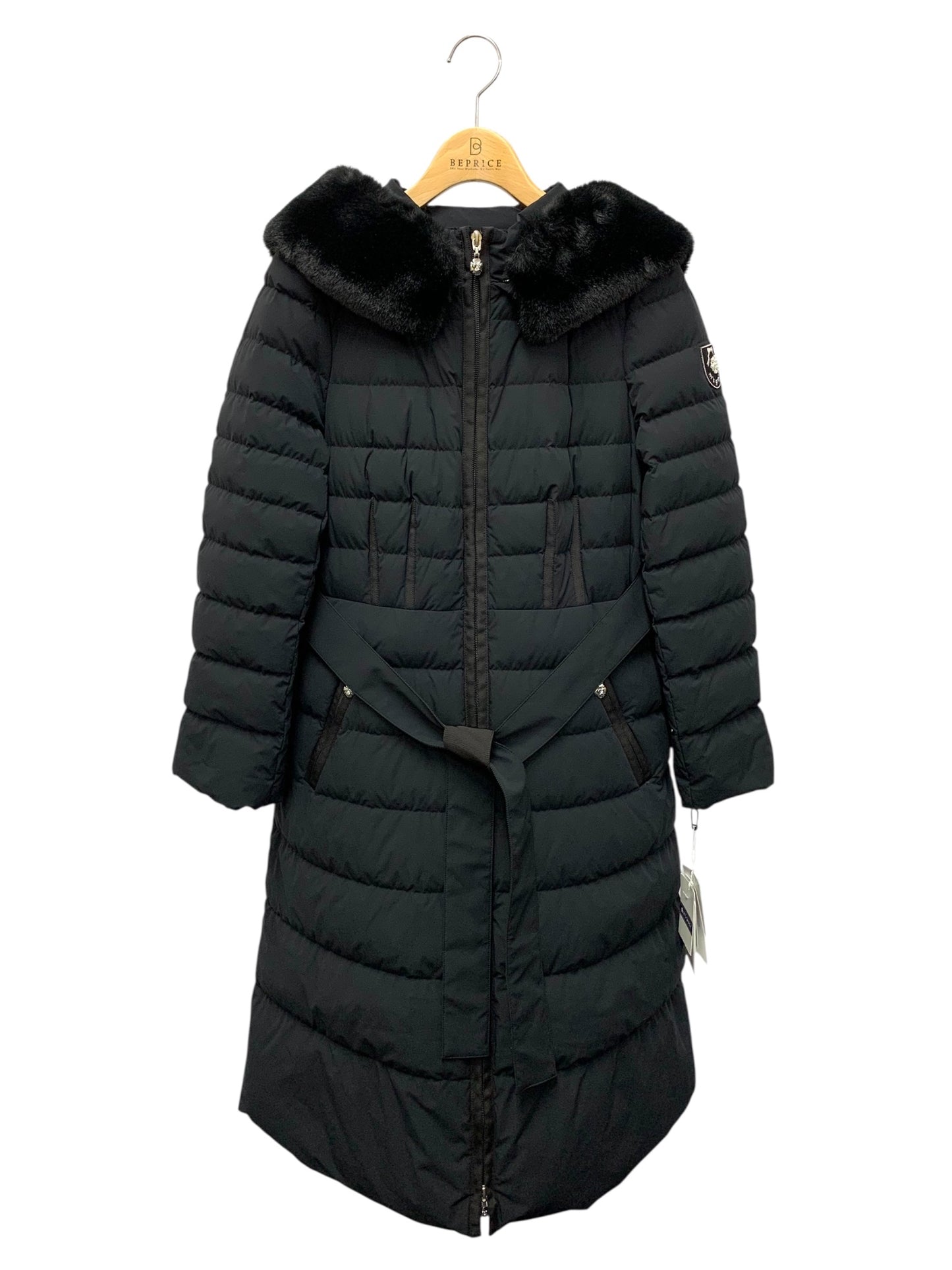 エムズグレイシー 319605 アウター 40 ブラック フェイクファー付き カメリアジップ パールアプリケ ITOJYACDFPFK