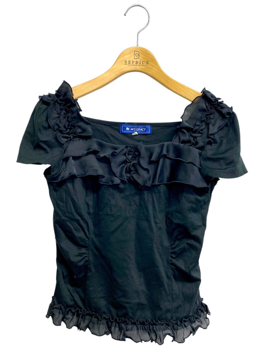エムズグレイシー 425011 Tシャツ カットソー 38 ブラック フリル ITM1J0S35WVE