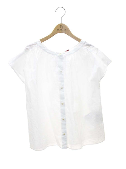 ブルーレーベルクレストブリッジ 55M14-103-02 ブラウス 36 ホワイト シャツ バックリボン チェック柄 ITPLZ78115UO