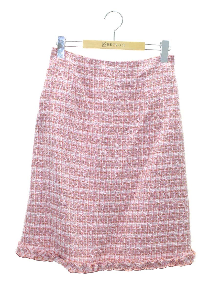 エムズグレイシー 317532 スカート 38 ピンク ツイード フリル ITPIEGN3E5P9