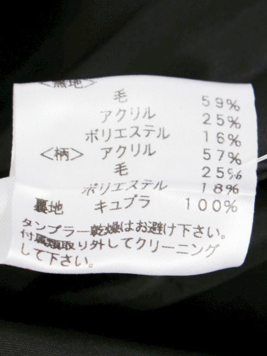 エムズグレイシー 521552 ワンピースコート 38 ブラック カメリアWジップ チェック 切替 IT6RZF19ZXC0