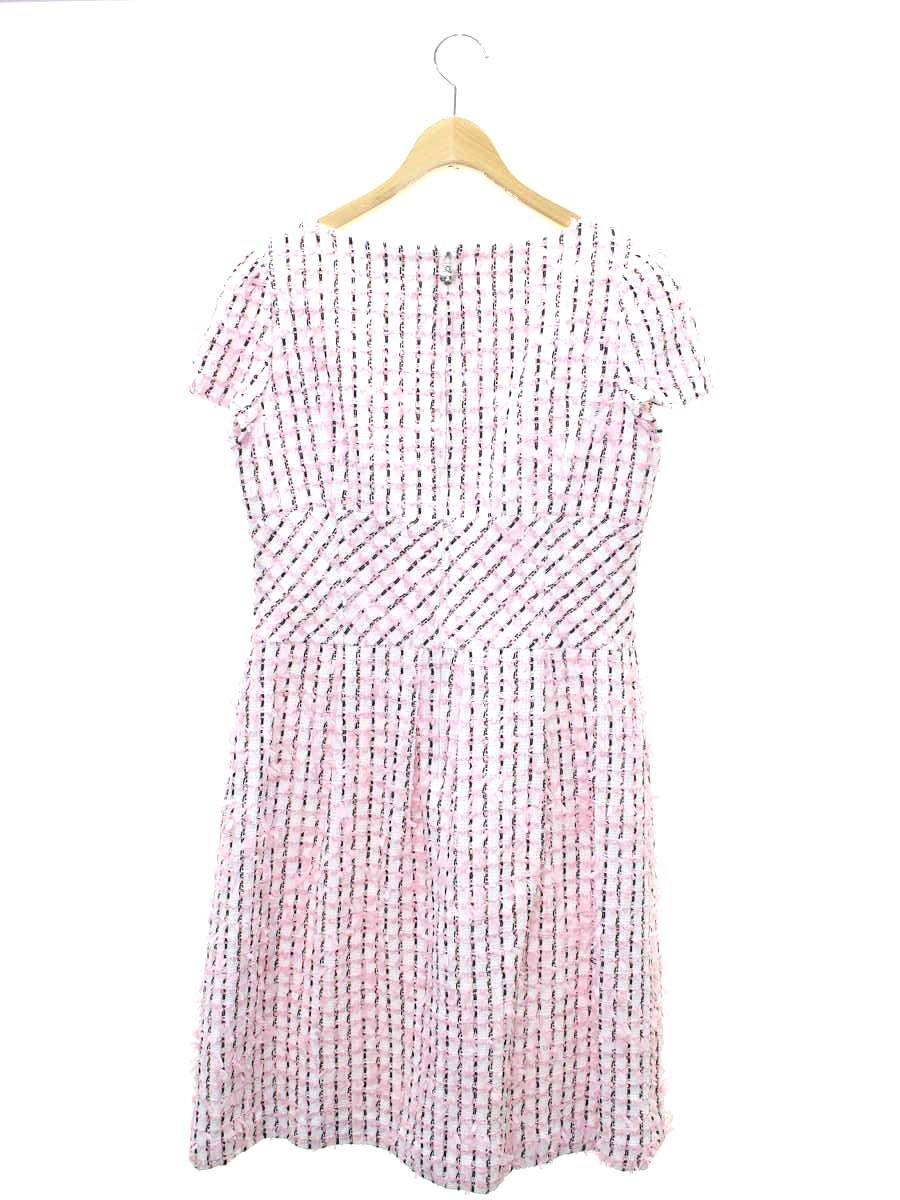 エムズグレイシー 111106 ワンピース 42 ピンク ツイード パール