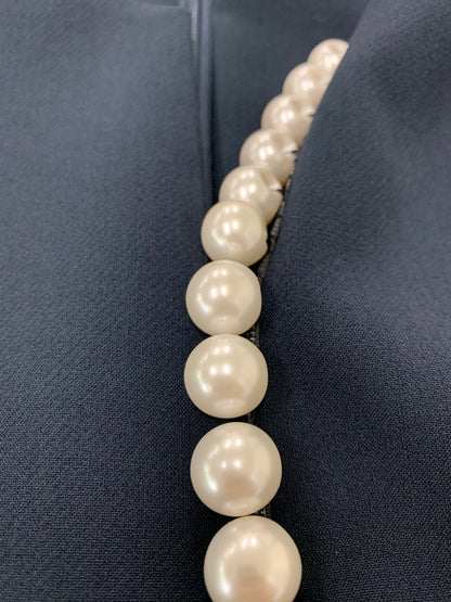 ヨーコチャン YCD-221-769 ワンピース 40 ネイビー フレアスリーブパールスリットラインドレス IT6JQ0P0QYK2