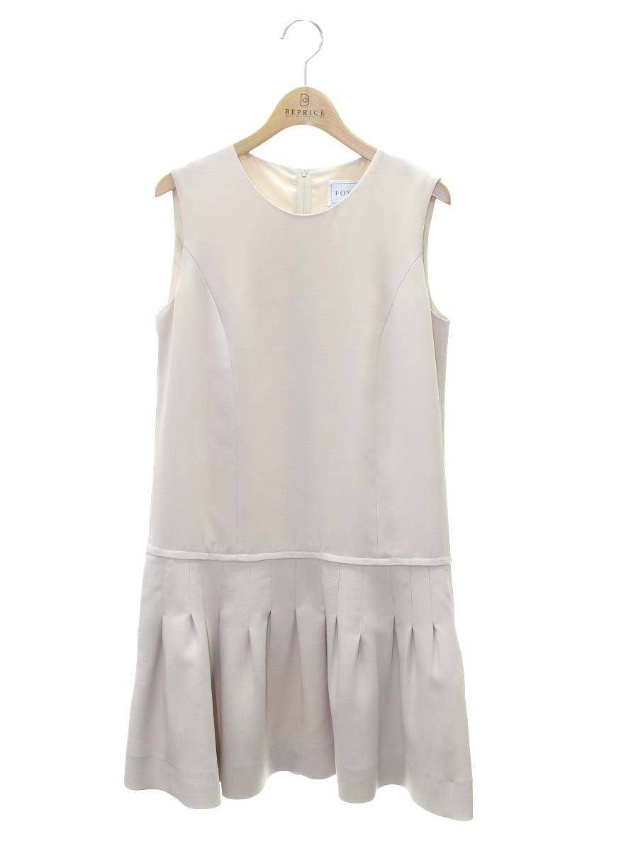 フォクシーブティック Dropped Waist Pintuck Dress 36745 ワンピース 38 ベージュ ITRNNL0QPXYC
