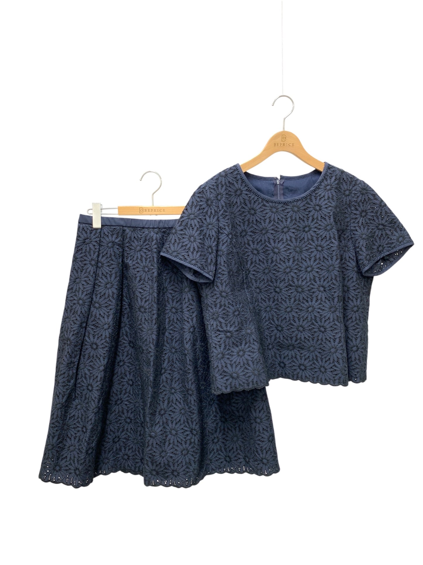レリアン SA-1601539 セットアップ 13+ ネイビー フラワー刺繍 IT533JOE63EZ