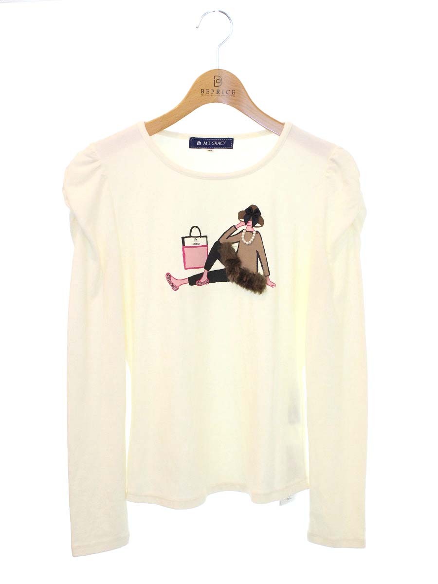 エムズグレイシー 225534 Tシャツ カットソー 38 アイボリー 人物モチーフ ITI5S905J1F6