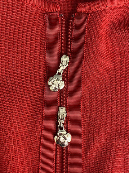 エムズグレイシー Ribbon Zip Cardigan 818523 カーディガン 40 レッド リボン ジップ IT46GBLGNCBN