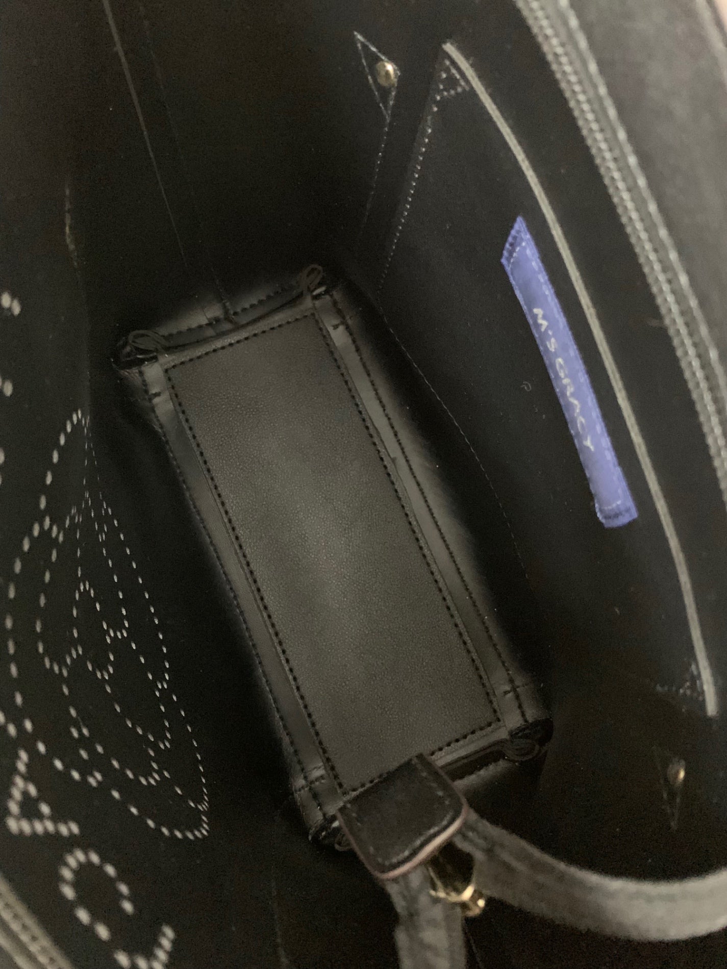 エムズグレイシー パンチング 994503 トートバッグ ブラック カメリア柄 ITZJJDNIRA61