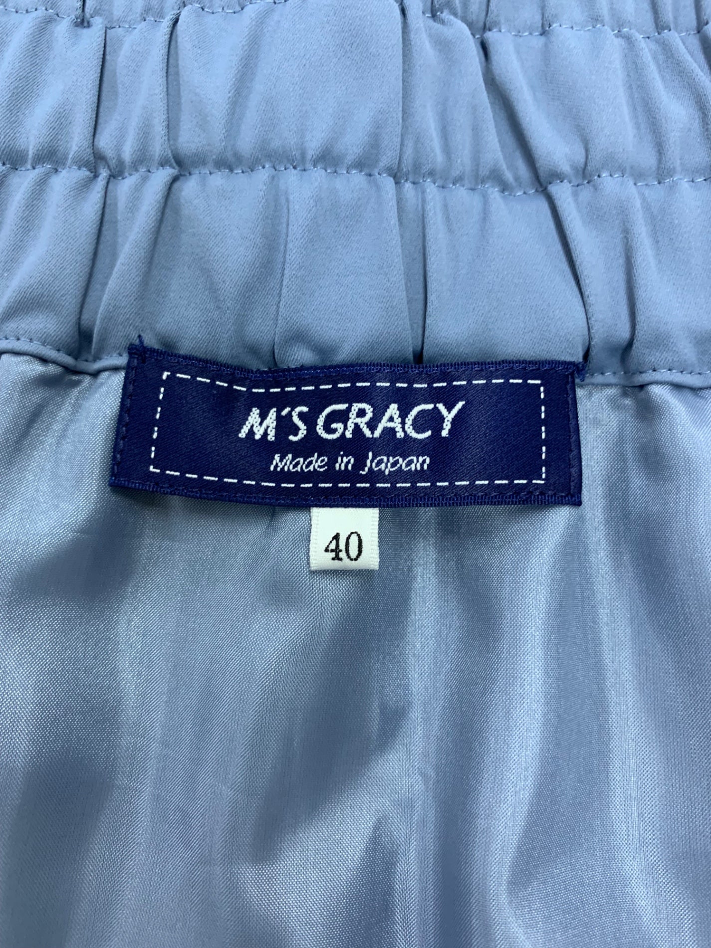 エムズグレイシー 417303 スカート 40 ブルー カメリアボタン バイカラー ITVCGW3OB1M2