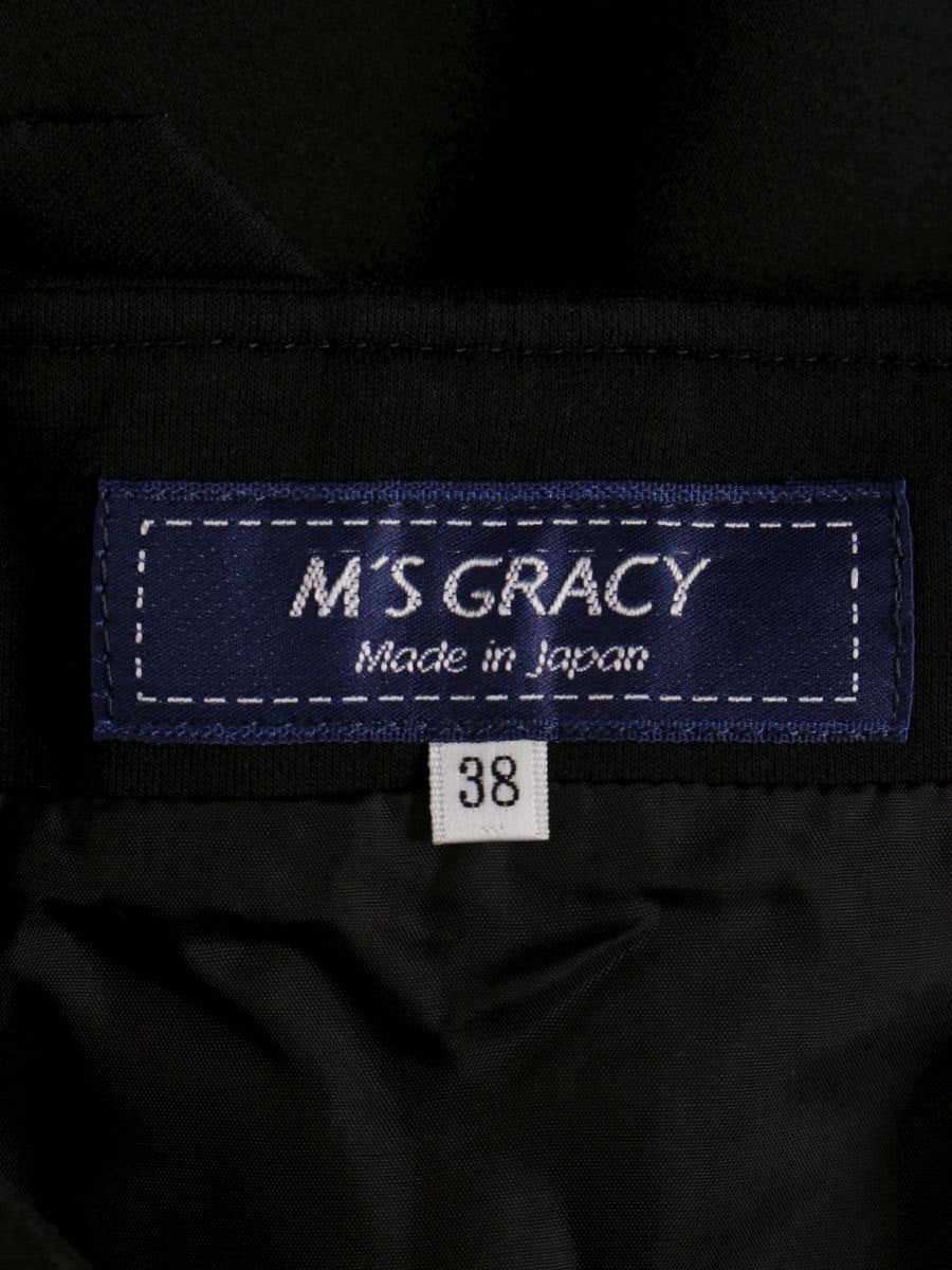 エムズグレイシー 10044 スカート 38 ブラック ジップアップ ベルト付き ITWQXDBX277C 【SALE】
