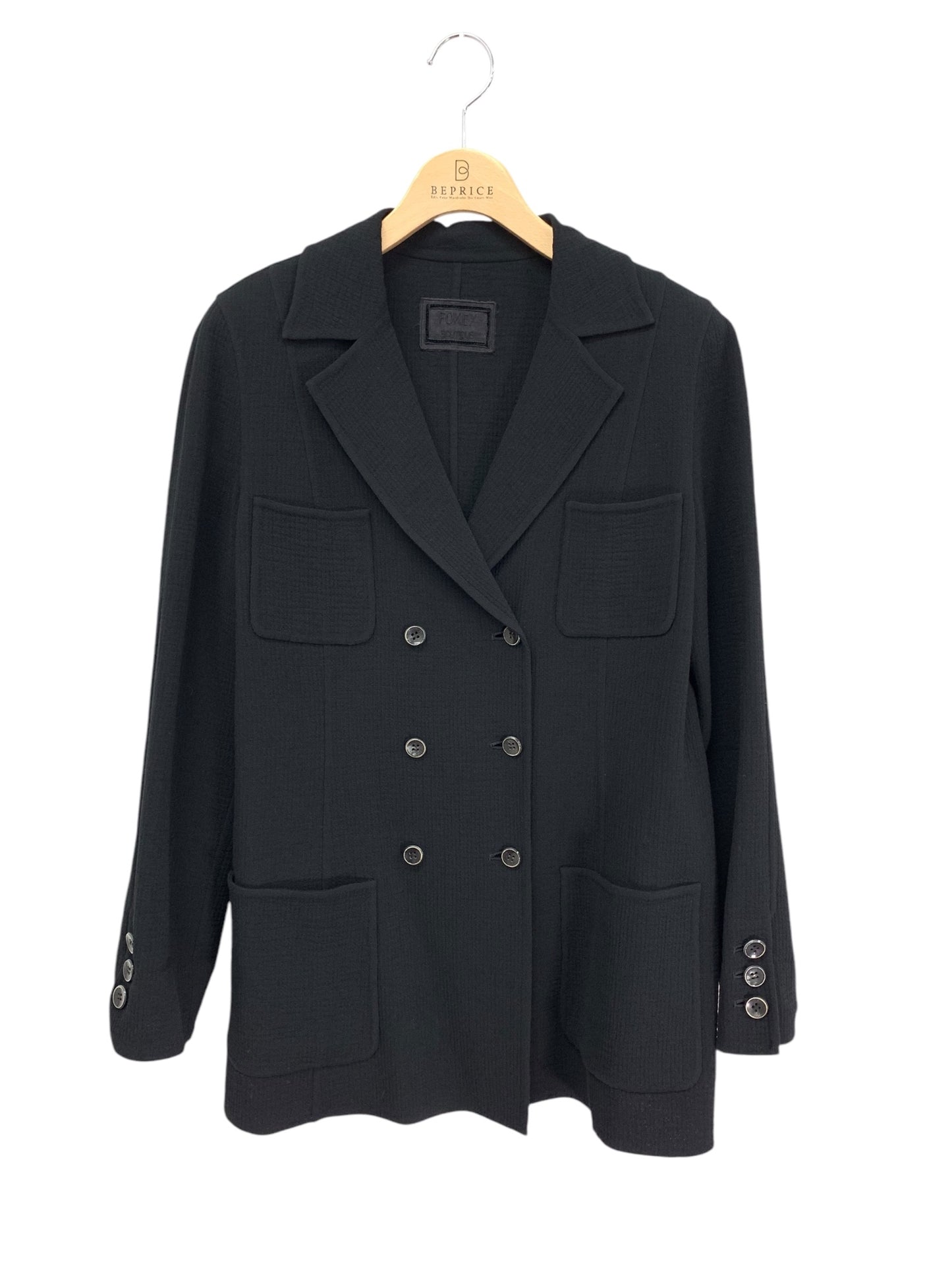 フォクシーブティック Duke デューク 41302 ジャケット　ブローチ付き 42 ブラック ITUBG74N3XWN