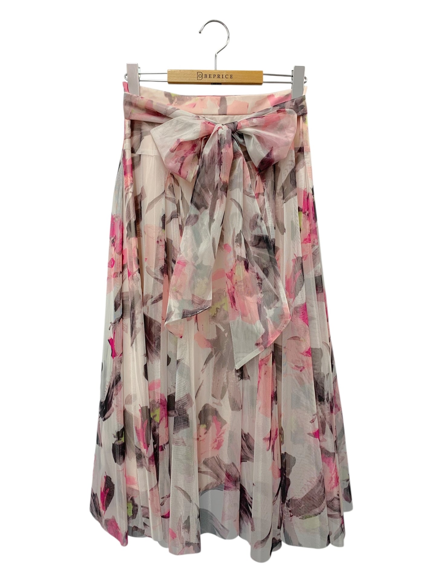 エムズグレイシー 417334 スカート 38 ピンク フラワー プリントチュール IT9JTAJZVKZV