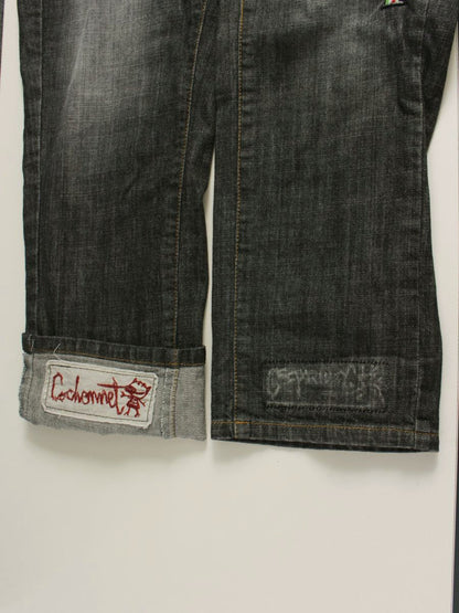 アルベロベロ 118481 デニムパンツ M ブラック ダメージ加工 クロップド ITF2N3GAJQPS