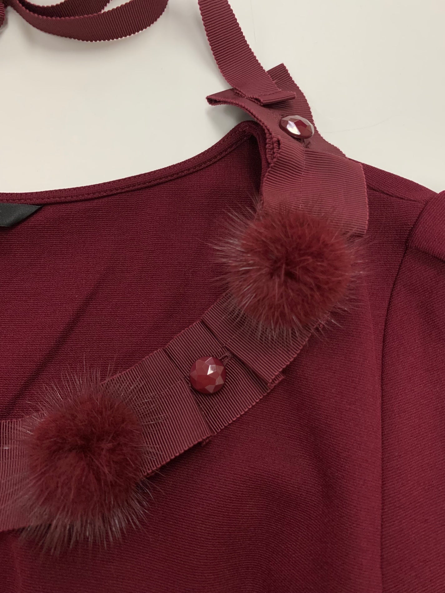 トゥービーシック W5P01-606-39 チュニック 40 ワインレッド ミンク ボンボン ITK21YTLF7Q8