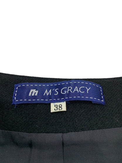 エムズグレイシー 229507 コート 38 ブラック ウール フリル ITPZB8E0PPRK 【SALE】