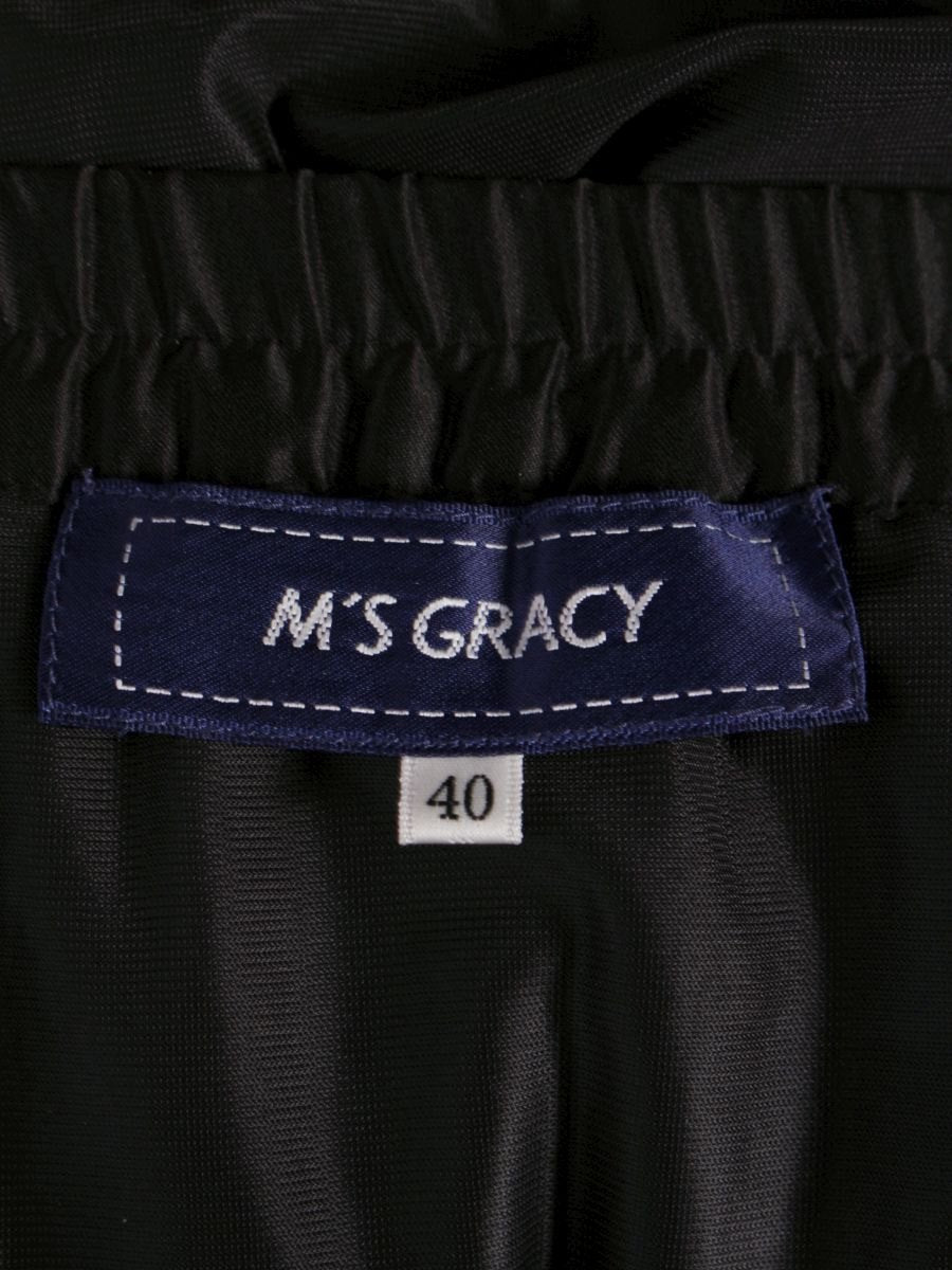 エムズグレイシー 217324 スカート 40 ブラック ハート刺繍 シフォン ITG3X3DLHQTN