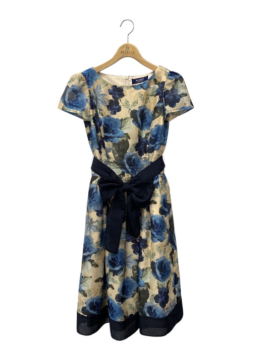 エムズグレイシー 花柄シャンタンワンピース 511324 38 ブルー フラワーモチーフ ITKOH45136J6