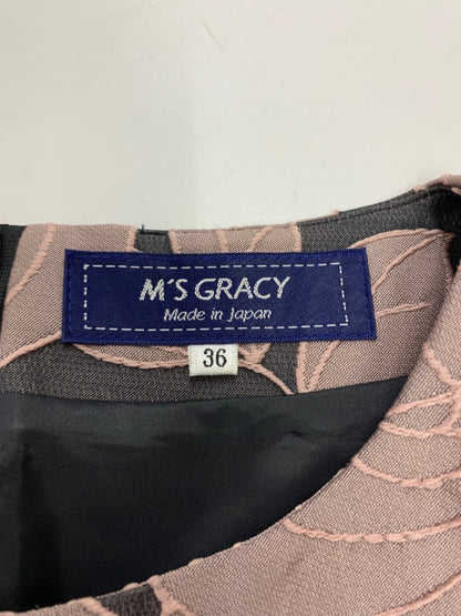 エムズグレイシー 311612 36 ブラック シャンブレージャガードローズワンピース ITS24GAZ1AO6