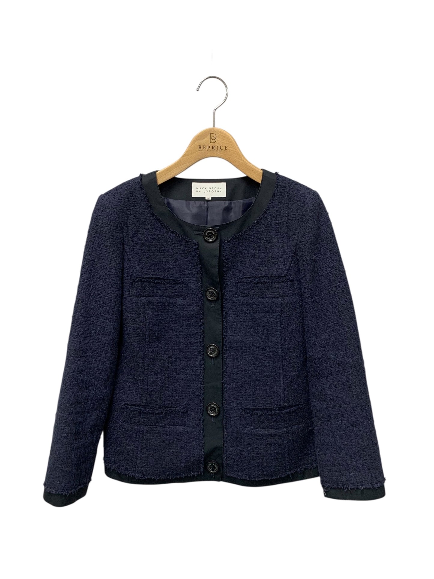 マッキントッシュフィロソフィー H5E03-118-29 HS05-118-29 スカートスーツ 36 ネイビー セットアップ ツイード ITGNP3LMRDU8