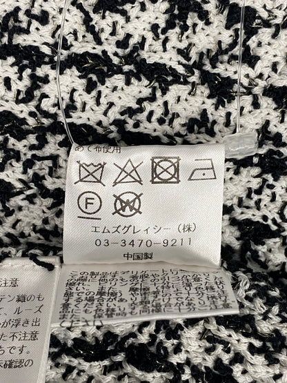 エムズグレイシー 418104 カーディガン 40 ホワイト/ブラック ニット フラワーパール ITHTA515A6V7