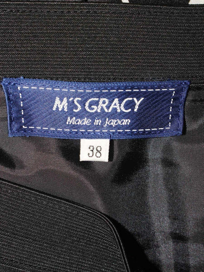 エムズグレイシー 317337 スカート 38 ブラック フラワーモチーフ タック フレア ITYMB8D6DWRK