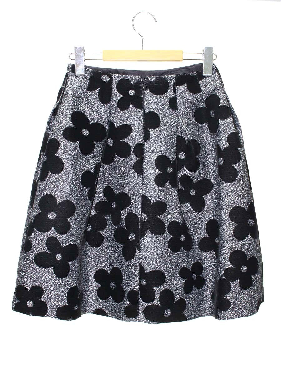 エムズグレイシー 727540 スカート 36 グレー/ブラック ベロア花フロッキー ITJA749ZSMGW