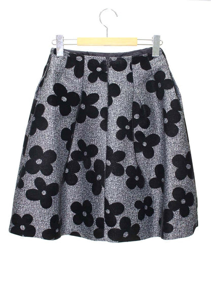 エムズグレイシー 727540 スカート 36 グレー/ブラック ベロア花フロッキー ITJA749ZSMGW