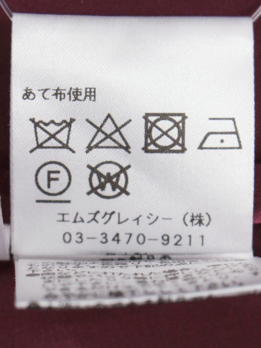 エムズグレイシー 817563 スカート 36 ワインレッド チェック ウール リボン ITTU3U3F7YSE