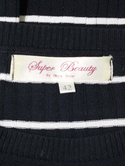 スーパービューティー ニット 42 ネイビー ボーダー リブ 刺繍 すずらん ITZFVP0H7BHS 【SALE】