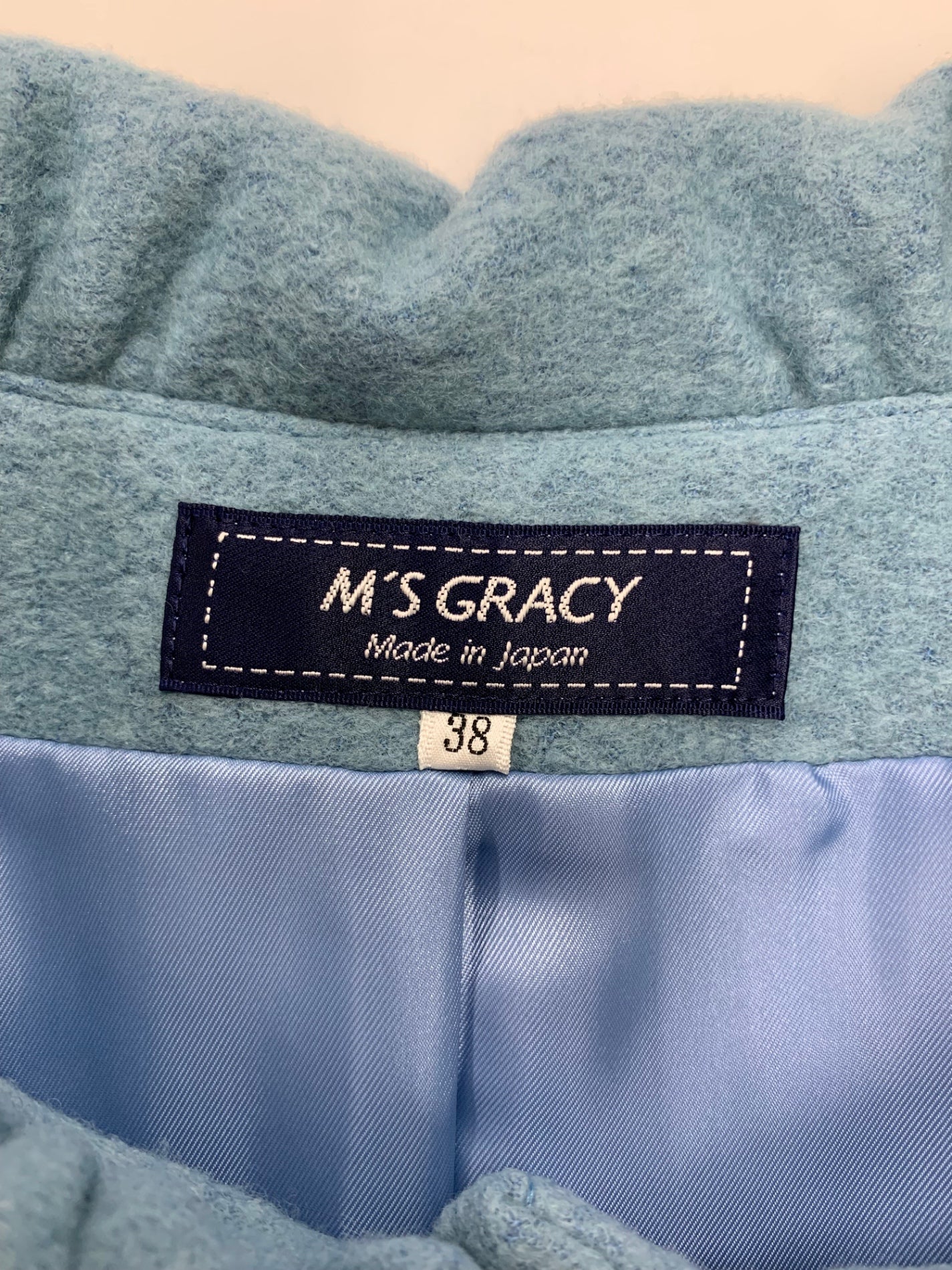 エムズグレイシー ギャザー襟ショートコート 419608 38 ブルー ITES3PY0AAK8