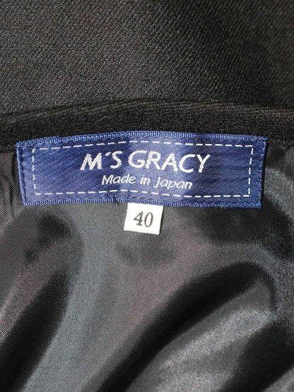 エムズグレイシー 417701 スカート 40 ブラック フリル フレア IT1RI7RM9ZCW