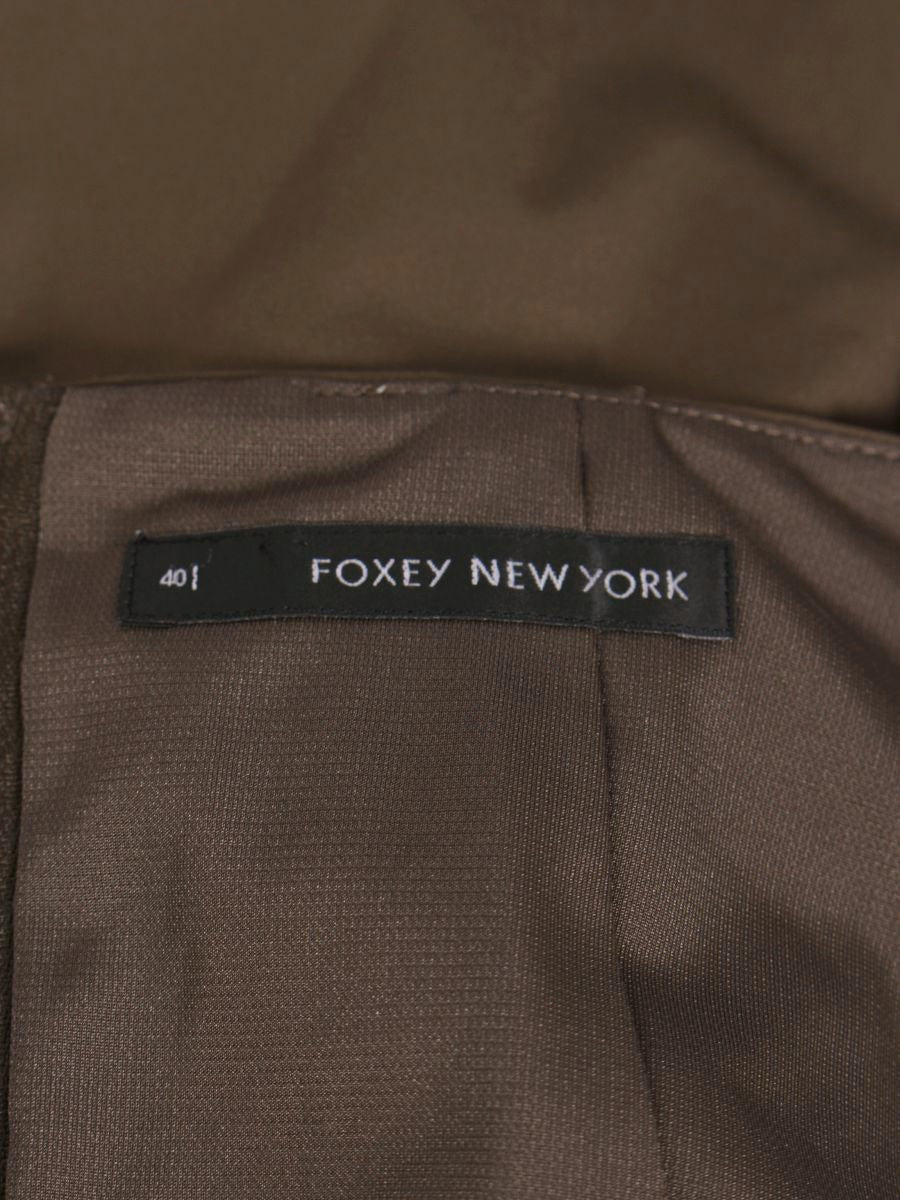 フォクシーニューヨーク 27189 ワンピース 40 ブラウン リボン ストレッチ ITV4BYRFFXJC