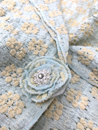 スーパービューティー ジャケット 40 ブルー サマー フラワーモチーフ ITPQH3IAFWIO