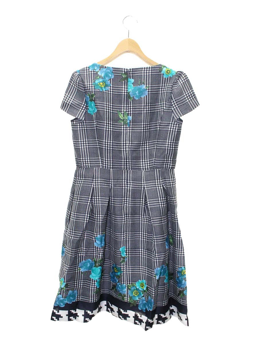 エムズグレイシー 811379 ワンピース 38 ネイビー フラワーモチーフ 千鳥柄 ITMHN3TT5AXA