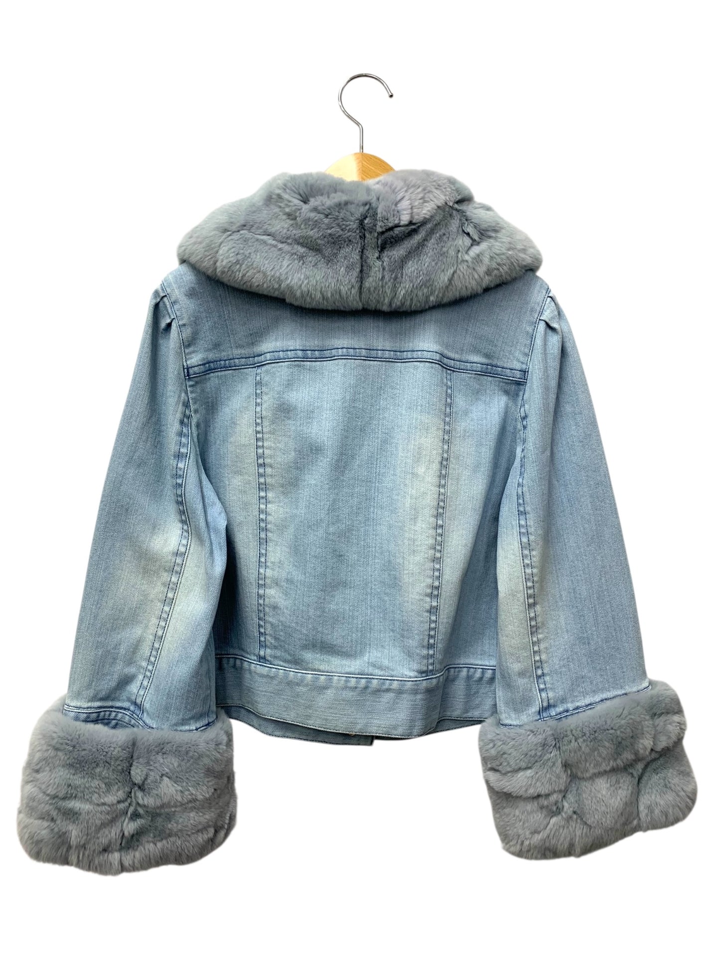 トゥービーシック W7E02-420-20 デニムジャケット 46 ブルー ボレロ レッキスラビット ファー ゴールドボタン 2way ITASOHAKLMZC