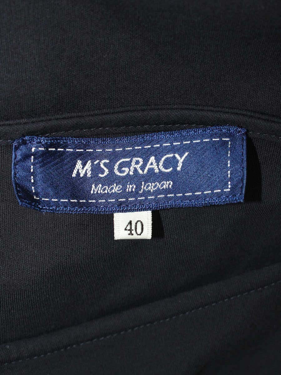 エムズグレイシー 315325 トップス 40 ネイビー リボン 綿100％ IT1ZH7NHMEVM