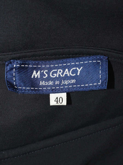 エムズグレイシー 315325 トップス 40 ネイビー リボン 綿100％ IT1ZH7NHMEVM